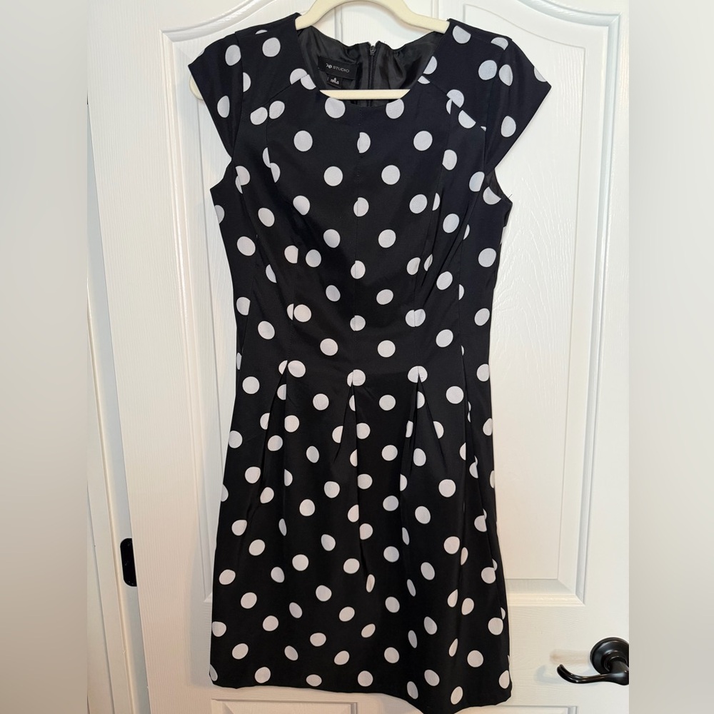 AB Studio Black and White Polka Dot Dress